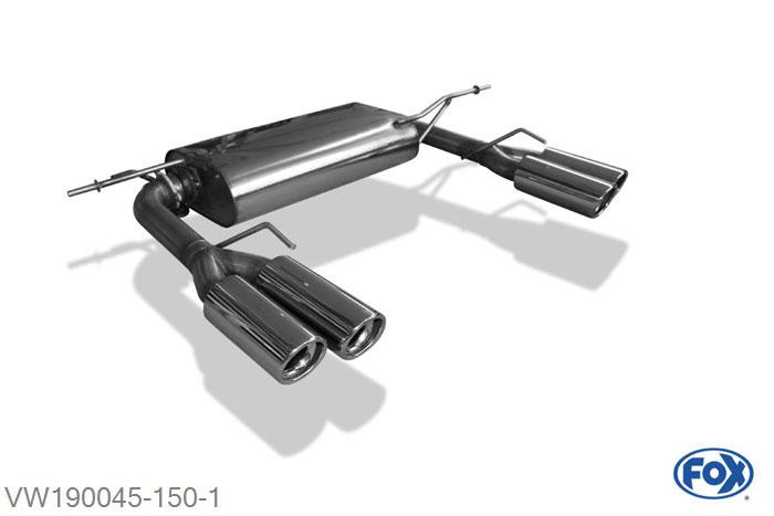 VW190045-150, VW Eos V6 3.2l V6 184kW 3.6l V6 191kW, Einddemper met uitgang rechts/links - 2x80mm  Type 17 rechts/links 63,5mm Buisdiameter Geheel RVS, Absortie demper, mooie diepe sound, Met E-keur