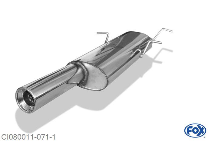 CI080011-071, Citroen Xsara Break N2 1.4l 55kW 1.6l 65kW 1.8l 66kW 1.5l D 41kW 1.8l D 43kW 1.9l TD 50/55/66kW, Einddemper met eindstuk 1x90mm  Type 13 Geheel RVS, Absortie demper, mooie diepe sound, Met E-keur