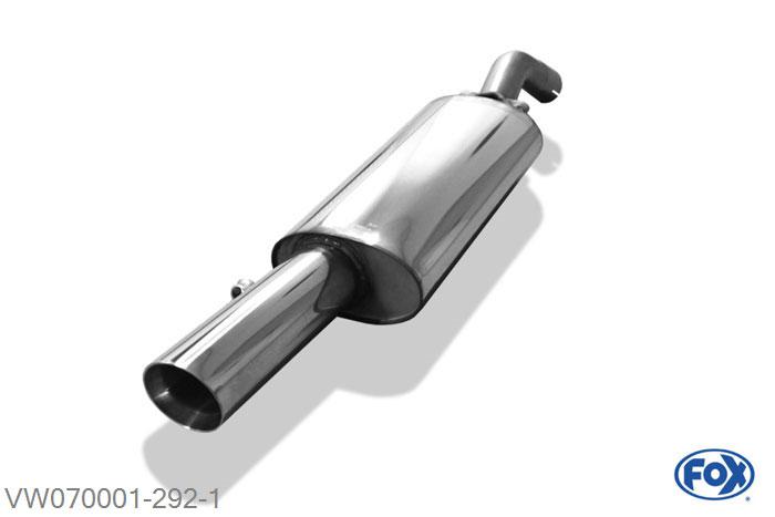 VW070001-292, VW Corrado G60 1.8l 118kW, Einddemper O63,5 - 1x90mm  Type 25 63,5mm Buisdiameter Geheel RVS, Absortie demper, mooie diepe sound, Met E-keur