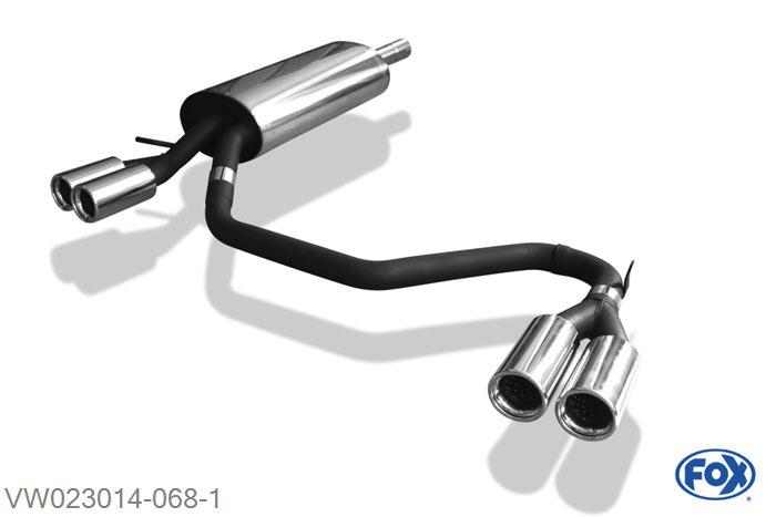 VW023014-068, VW Passat 3B/ 3BG 1.6l 74/75kW 1.8l 85/92/110kW 1.9l TD 66/74/81/85/96kW, Einddemper met uitgang rechts/links - 2x76mm  Type 13 rechts/links 55mm Buisdiameter Geheel RVS, Absortie demper, mooie diepe sound, Met E-keur