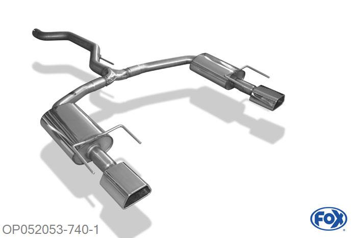 OP052053-740, Opel Vectra C OPC Limousine 2.8l 206kW, Einddemper rechts/links - 142x78mm  Type 61 rechts/links 76/ 2x63,5mm Buisdiameter Geheel RVS, Absortie demper, mooie diepe sound, Met E-keur