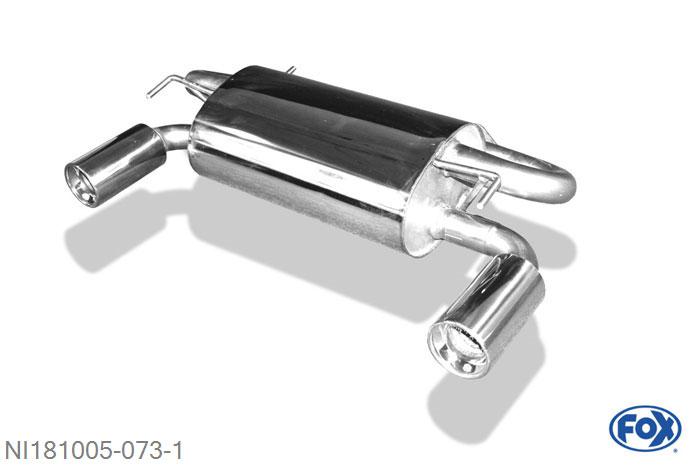 NI181005-073, Nissan 370Z 3.7l 241/243kW, Einddemper met uitgang rechts/links - 1x100mm  Type 13 rechts/links 55mm Buisdiameter Geheel RVS, Absortie demper, mooie diepe sound, Met E-keur
