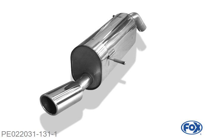 PE022031-131, Peugeot 207/ 207cc/ 208 1.4l 70kW 1.6l 88kW 1.6l HDI 80kW, Einddemper einseitig - 1x90mm  Type 16 55mm Buisdiameter Geheel RVS, Absortie demper, mooie diepe sound, Met E-keur