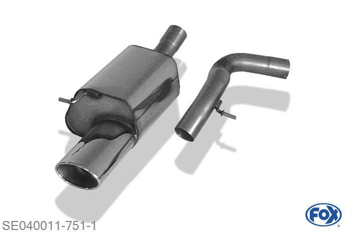 SE040011-751, Seat Leon Cupra R Typ 1M 1.8l T 154/165kW, Einddemper O70 - 140x90mm  Type 44 70mm Buisdiameter Geheel RVS, Absortie demper, mooie diepe sound, Teilegutachten (eintragungspflichtig)