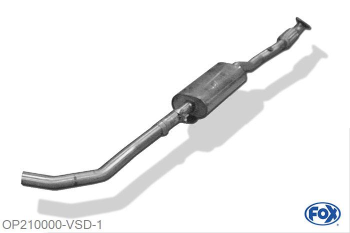 OP210000-VSD, Opel Adam 1.2l 51kW 1.4l 64/74kW, Voordemper 50mm Buisdiameter Geheel RVS, Absortie demper, mooie diepe sound, Met E-keur