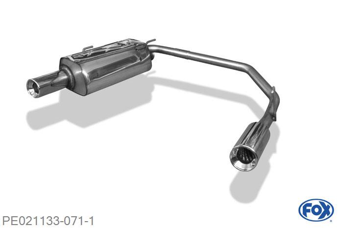 PE021133-071, Peugeot 206 S16/ S16 Cabrio 2.0l 16V 99/100kW, Einddemper met uitgang rechts/links - 1x90mm  Type 13 rechts/links 55mm Buisdiameter Geheel RVS, Absortie demper, mooie diepe sound, Teilegutachten (eintragungspflichtig)