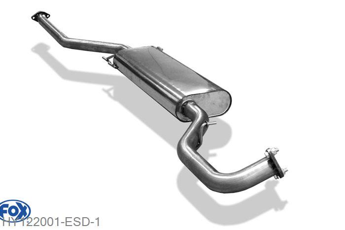 HY122001-ESD, Hyundai Santa Fe 4x4 - DM 2.2l D 145kW, Einddemper 63,5mm Buisdiameter Geheel RVS, Absortie demper, mooie diepe sound, Met E-keur
