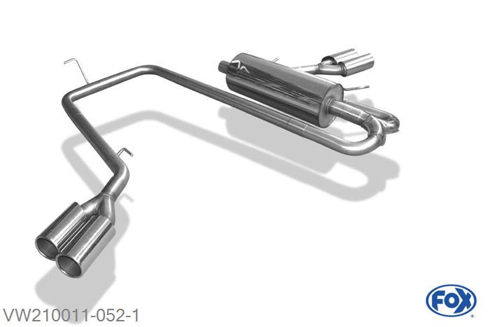 VW210011-052, VW Amarok 4x4 - ohne Trittbrett 2.0l TDI 90/120/132kW 3.0l TDI 150/165KW, Einddemper met uitgang zijdelings rechts und links am Fahrzeug - 2x90mm  Type 12 rechts/links 63,5mm Buisdiameter Geheel RVS, Absortie demper, mooie diepe sound, Met E-keur