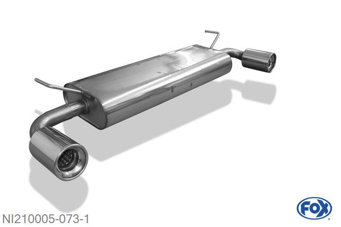 NI210005-073, Nissan Qashqai Benzin 2.0l 104kW, Einddemper met uitgang rechts/links - 1x100mm  Type 13 rechts/links Geheel RVS, Absortie demper, mooie diepe sound, Met E-keur