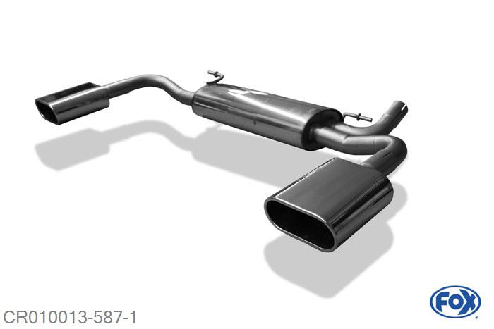 CR010013-587, Chrysler Voager II GS 3.8l 122/131kW, Einddemper met uitgang rechts/links - 160x80mm  Type 52 rechts/links 50mm Buisdiameter Geheel RVS, Absortie demper, mooie diepe sound, Met E-keur