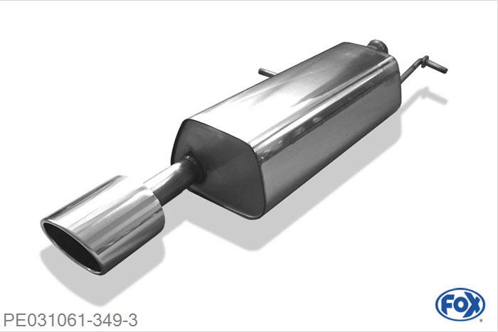 PE031061-349, Peugeot 307cc 1.6l 16V 80kW, Einddemper met eindstuk 129x106mm  Type 32 50 Buisdiameter Geheel RVS, Absortie demper, mooie diepe sound, Met E-keur