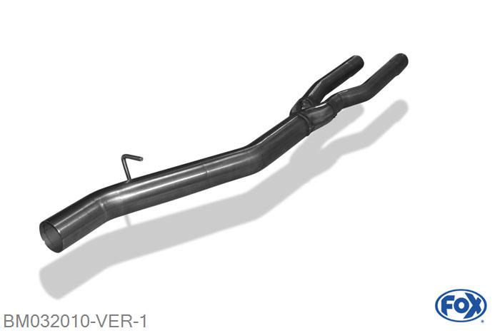 BM032010-VER, BMW E60 520i/ 525i/ 530i 2.2l 125kW 2.5l 141kW 3.0l 170kW, Voordemper vervangende buis 70mm/ 2x50mm Buisdiameter Geheel RVS