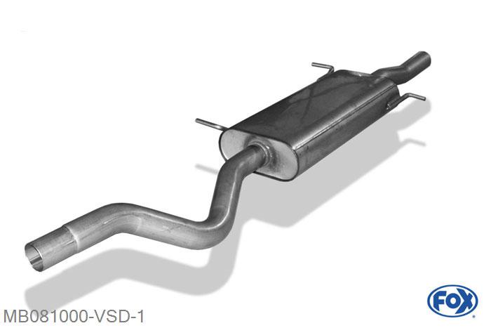 MB081000-VSD, Mercedes Viano 3.2l 140/160kW 3.7l 170kW 2.2l CDI 80/110kW 3.0 CDI 150kW, Voordemper 63,5mm Buisdiameter Geheel RVS, Absortie demper, mooie diepe sound, EG-Gutachten (eintraungsfrei)
