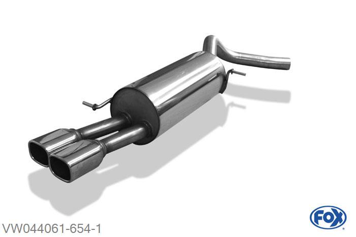 VW044061-654, VW Polo 6R - WRC 2.0l 162kW, Einddemper 63,5mm - 2x88x79mm  Type 70 63,5mm Buisdiameter Geheel RVS, Absortie demper, mooie diepe sound, Met E-keur