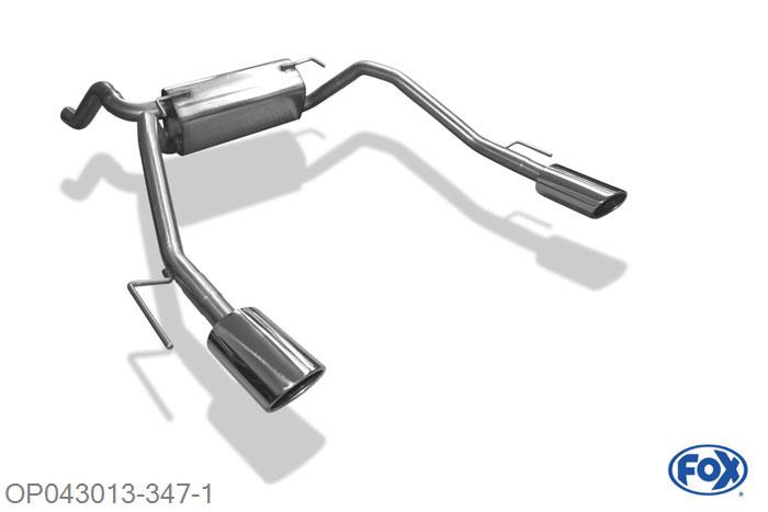 OP043013-347, Opel Astra J Sports Tourer 1.6l Turbo 132kW, Einddemper met uitgang rechts/links - 115x85mm  Type 32 rechts/links 63,5mm Buisdiameter Geheel RVS, Absortie demper, mooie diepe sound, EG-Gutachen (eintragungsfrei)