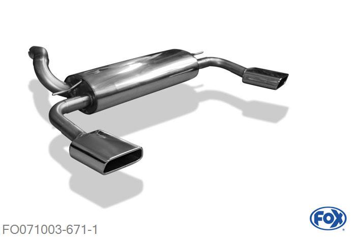 FO071003-671, Ford C-Max II 2.0l TDCi 120kW, Einddemper met uitgang rechts/links - 145x65mm  Type 59 rechts/links 63,5mm Buisdiameter Geheel RVS, Absortie demper, mooie diepe sound, Met E-keur