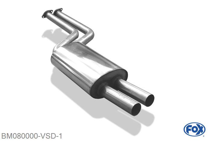 BM080000-VSD, BMW Z4 E85 2.2l 125kW 2.5l 141kW 3.0l 170kW, Voordemper O50mm 2x50mm Buisdiameter Geheel RVS, Absortie demper, mooie diepe sound, Teilegutachten (eintragungspflichtig)