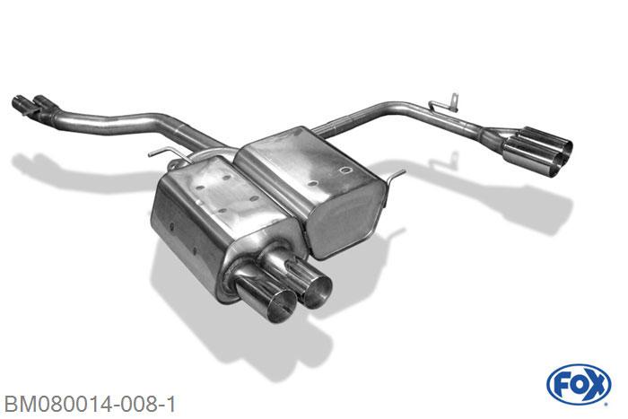 BM080014-008, BMW Z4 E85 2.2l 125kW 2.5l 141kW 3.0l 170kW, Einddemper met uitgang rechts/links inkl. Y-Verbindingsbuis 2x50mm - 2x76mm  Type 10  rechts/links 2x50/ 63,5mm Buisdiameter Geheel RVS, Absortie demper, mooie diepe sound, Teilegutachten (eintragungspflichtig)