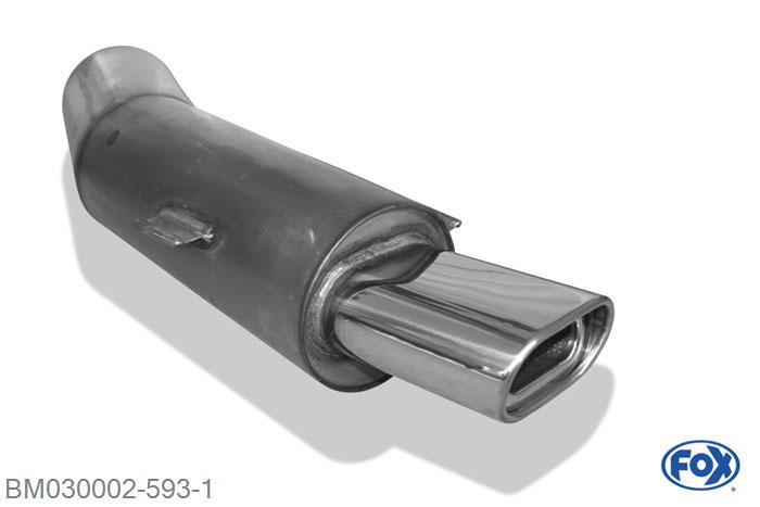 BM030002-593, BMW E34 525i 24V 2.5l 141kW, Einddemper met eindstuk 135x80mm  Type 53 Geheel RVS, Absortie demper, mooie diepe sound, Met E-keur