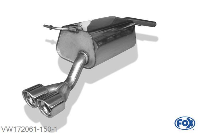 VW172061-150, VW Caddy III 1.6l TDI 55/75kW 1.9l TDI 55/77kW, Einddemper einseitig - 2x80mm  Type 17 55mm Buisdiameter Geheel RVS, Absortie demper, mooie diepe sound, Teilegutachten (eintragungspflichtig)