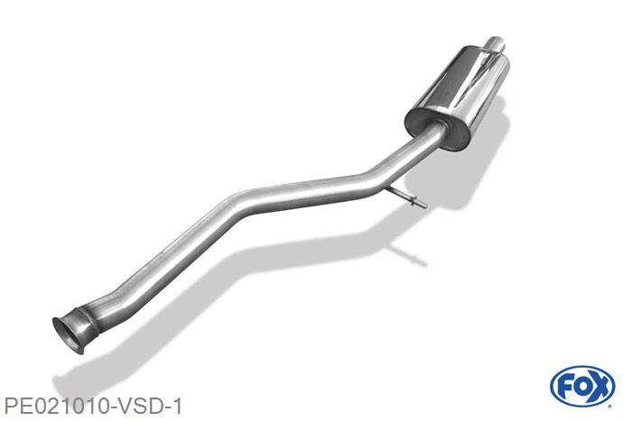 PE021010-VSD, Peugeot 206 S16/ 206cc S16 2.0l 16V 99kW, Voordemper met schuifverbinding zum Kat 55mm Buisdiameter Geheel RVS, Absortie demper, mooie diepe sound, Teilegutachten (eintragungspflichtig)