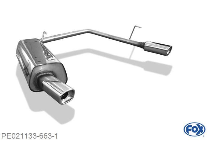 PE021133-663, Peugeot 206 S16/ S16 Cabrio 2.0l 16V 99/100kW, Einddemper met uitgang rechts/links - 88x79mm  Type 71 rechts/links 55mm Buisdiameter Geheel RVS, Absortie demper, mooie diepe sound, Teilegutachten (eintragungspflichtig)