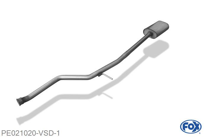 PE021020-VSD, Peugeot 206 Limousine/ cc 1.6l 16V 80kW, Voordemper 45mm Buisdiameter Geheel RVS, Absortie demper, mooie diepe sound, Met E-keur