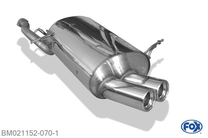 BM021152-070, BMW E36 316Ti 1.6l 75kW, Einddemper met eindstuk 2x80mm  Type 13 Geheel RVS, Absortie demper, mooie diepe sound, Teilegutachten (eintragungspflichtig)