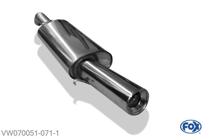 VW070051-071, VW Corrado G60 1.8l 118kW, Einddemper O55mm - 1x90mm  Type 13 55mm Buisdiameter Geheel RVS, Absortie demper, mooie diepe sound, Met E-keur