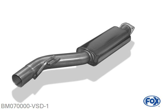 BM070000-VSD, BMW Z3/ Z3 Coupe 2,8l 2.0l 110kW (ab 1999) und 2.8l 141kW (bis 9/1998), Voordemper O63,5mm 63,5mm Buisdiameter Geheel RVS, Absortie demper, mooie diepe sound, Met E-keur