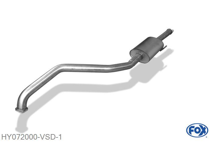 HY072000-VSD, Hyundai Coupe Typ GK 2.0l 100/102/105kW 2.7l 123kW, Voordemper O63,5 63,5mm Buisdiameter Geheel RVS, Absortie demper, mooie diepe sound, Met E-keur