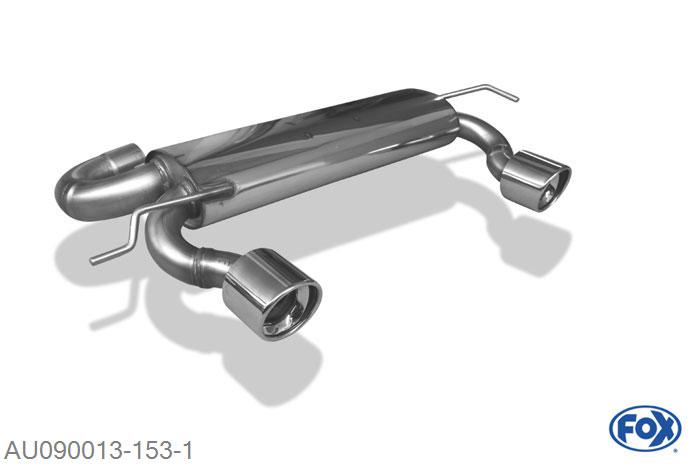 AU090013-153, Audi TT Typ 8N quattro 1.8l 132/165kW, Einddemper met uitgang rechts/links  - 1x100mm  Type 17 rechts/links Geheel RVS, Absortie demper, mooie diepe sound, Teilegutachten (eintragungspflichtig)