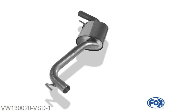 VW130020-VSD, VW Bus T4 Syncro 2.5l 81/85kW 2.4l D 57kW 2.5l TDI 75kW, Voordemper 50mm Buisdiameter Geheel RVS, Absortie demper, mooie diepe sound, Met E-keur