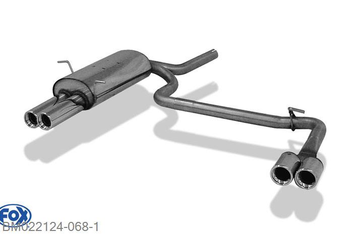 BM022124-068, BMW E46 316/ 318 1.6l 77kW 1.9l 77/85/87kW, Einddemper met uitgang rechts/links - 2x76mm  Type 13 rechts/links 55mm Buisdiameter Geheel RVS, Absortie demper, mooie diepe sound, Teilegutachten (eintragungspflichtig)