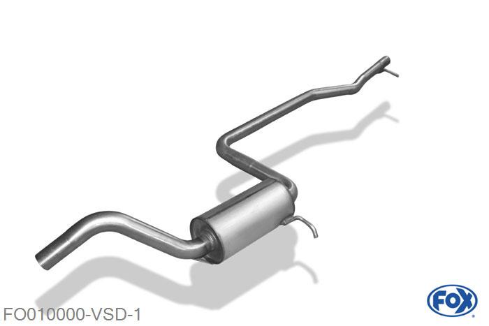 FO010000-VSD, Ford Fiesta GFJ 1.1l 37/40kW 1.3l 44kW, Voordemper Geheel RVS, Absortie demper, mooie diepe sound, Teilegutachten (eintragungspflichtig)