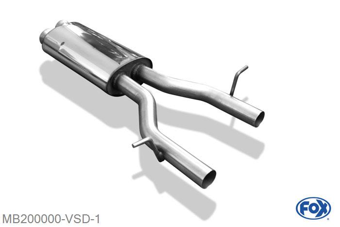 MB200000-VSD, Mercedes GLK X204 3.0l 170kW, Voordemper 55mm Buisdiameter Geheel RVS, Absortie demper, mooie diepe sound, Met E-keur