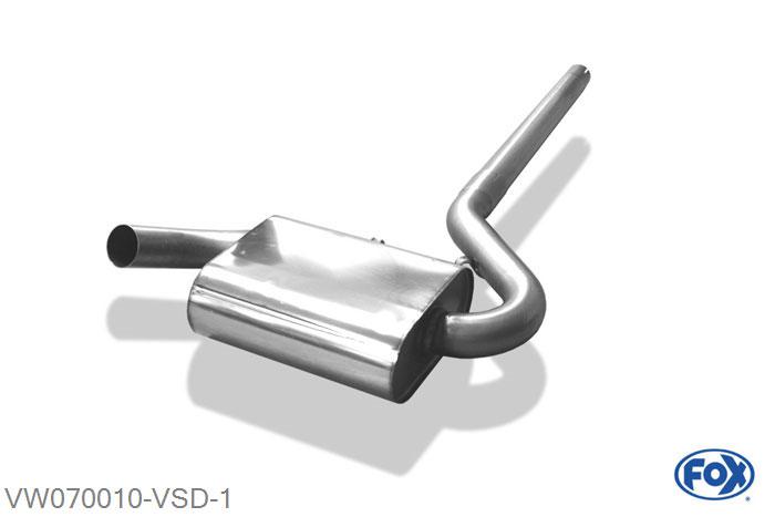 VW070010-VSD, VW Corrado G60 1.8l 118kW, Voordemper O63,5mm inkl. Verbindingsbuis zum Kat 63,5mm Buisdiameter Geheel RVS, Absortie demper, mooie diepe sound, Met E-keur