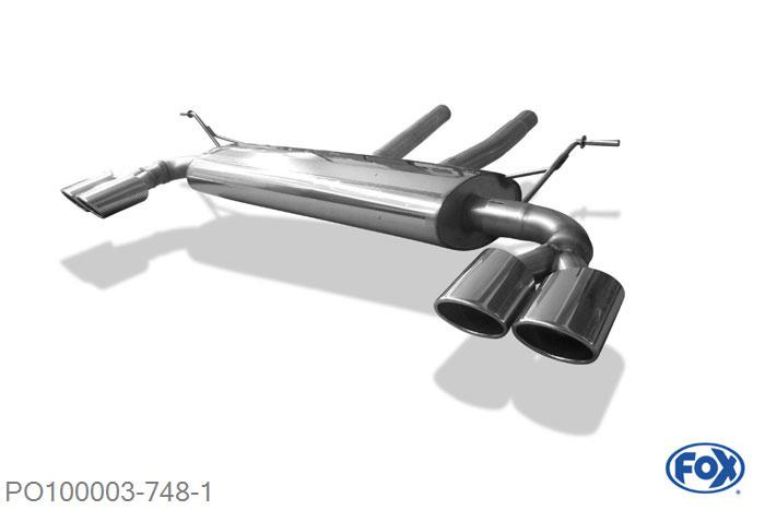 PO100003-748, Porsche Cayenne 4.5l S 250kW 4.5l Turbo 331kW, Einddemper rechts/links - 2x 115x85mm  Type 44 rechts/links 70mm Buisdiameter Geheel RVS, Absortie demper, mooie diepe sound, Zonder goedkeuring