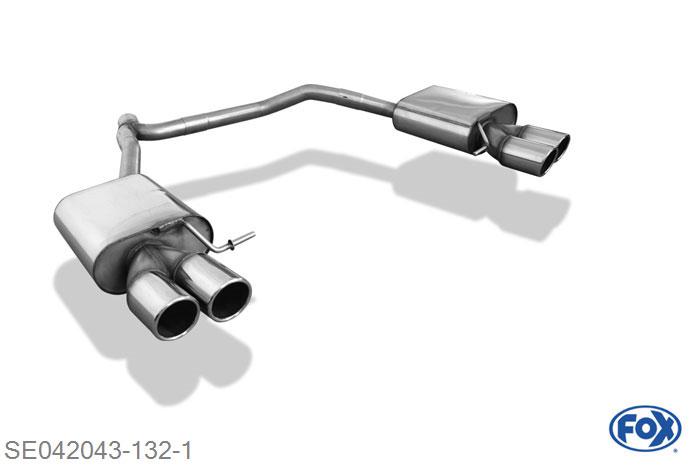 SE042043-132, Seat Leon 5F ST 2.0l TDI 110/135kW, Einddemper rechts/links - 2x90mm  Type 16 rechts/links 63,5/ 2x55mm Buisdiameter Geheel RVS, Absortie demper, mooie diepe sound, Met E-keur