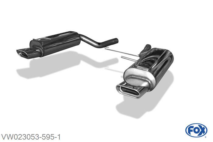 VW023053-595, VW Passat 3B/ 3BG 4-Motion 2.3l 110/125kW 2.8l 142kW 1.9l TDI 81/85kW 2.5l TDI 110kW, Einddemper rechts/links - 150x70mm  Type 53 rechts/links 63,5mm Buisdiameter Geheel RVS, Absortie demper, mooie diepe sound, TUV-Teilegutachten (eintragungspflichtig)