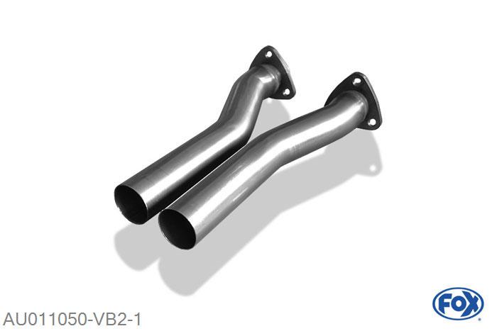 AU011050-VB2, Audi S2 162kW Typ 89 quattro 2.2l 162kW Motor 3B, Verbindingsbuis zum Kat (kurz) 2x63mm Buisdiameter Geheel RVS, Met E-keur