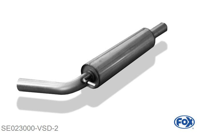 SE023000-VSD, Seat Ibiza 6J 1.2l 51kW 1.4l 63kW 1.6l 77/110kW 1.4l TDI 59kW 1.6l TDI 77kW 1.9l TDI 66/77kW, Voordemper 55mm Buisdiameter Geheel RVS, Absortie demper, mooie diepe sound, Met E-keur