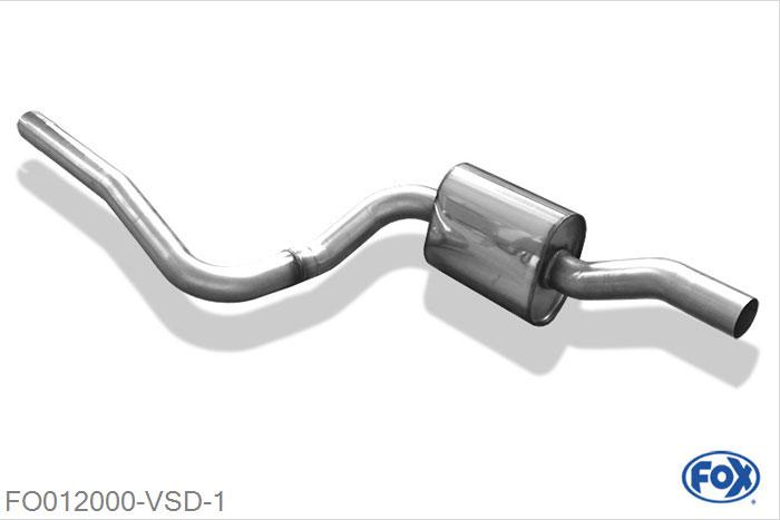 FO012000-VSD, Ford Fiesta V ST150 2.0l 110kW, Voordemper 55mm Buisdiameter Geheel RVS, Absortie demper, mooie diepe sound, Met E-keur