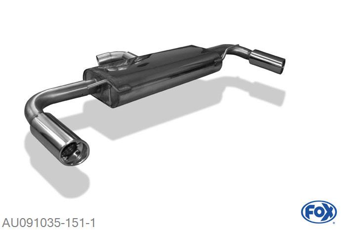 AU091035-151, Audi TT 8J - 3,2 V6 3.2 V6 184kW, Einddemper rechts/links - 1x90mm  Type 17 rechts/links Geheel RVS, Absortie demper, mooie diepe sound, Met E-keur