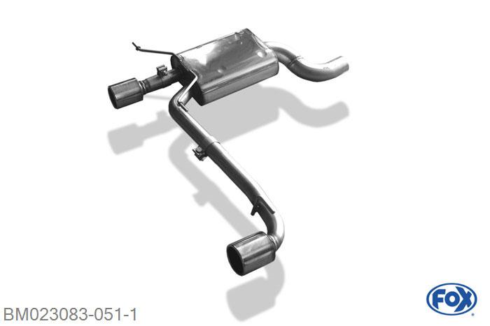 BM023083-051, BMW E90/91/92 - 325d/ 330d 3.0l D 145kW, Einddemper met uitgang rechts/links - 1x90mm  Type 12 rechts/links 70mm Buisdiameter Geheel RVS, Absortie demper, mooie diepe sound, Met E-keur