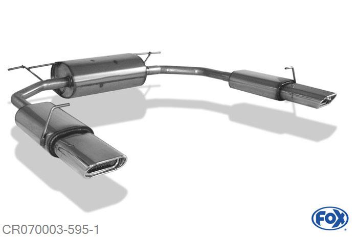 CR070003-595, Chrysler 300M 2.7l 150kW 3.5l 187kW, Einddemper rechts/links - 150x70mm  Type 53 Geheel RVS, Absortie demper, mooie diepe sound, Met E-keur