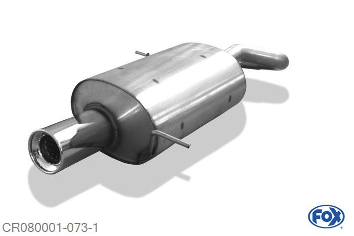 CR080001-073, Chrysler PT Cruiser Limousine & Cabrio 1.6l 85kW 2.0l 104kW 2.4l 105/164kW 2.2l CRD 89kW, Einddemper met eindstuk 1x100mm  Type 13 55mm Buisdiameter Geheel RVS, Absortie demper, mooie diepe sound, Met E-keur