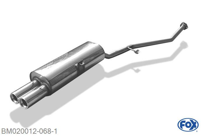BM020012-068, BMW E30 316i/ 318i bis 9/87` 1.6l 73/75kW 1.8l 66/75/77/83kW -, half systeem vanaf Kat met 3 Loch-flens - 2x76mm  Type 13 45mm Buisdiameter Geheel RVS, Met E-keur