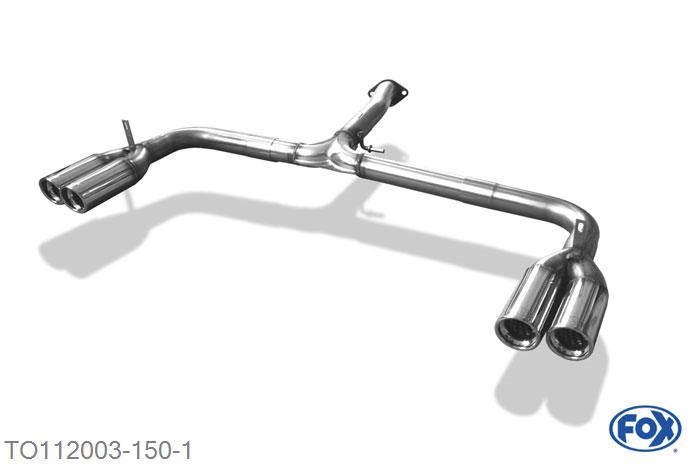 TO112003-150, Toyota RAV 4 III 2.0l 112kW 2.2 D-4D 100kW 2.2l D-Cat 130kW, Endrohrsystem rechts/links passend op original Middendemper - 2x80mm  Type 17 rechts/links 63,5mm Buisdiameter Geheel RVS, Met E-keur