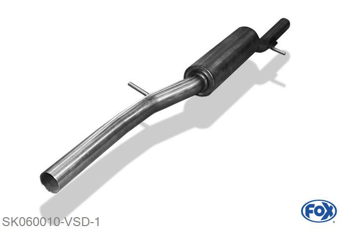 SK060010-VSD, Skoda Octavia 1U 4x4 1.8l T 110kW 2.0l 85kW 1.9l TD 66/74kW, Voordemper 50mm Buisdiameter Geheel RVS, Absortie demper, mooie diepe sound, Met E-keur
